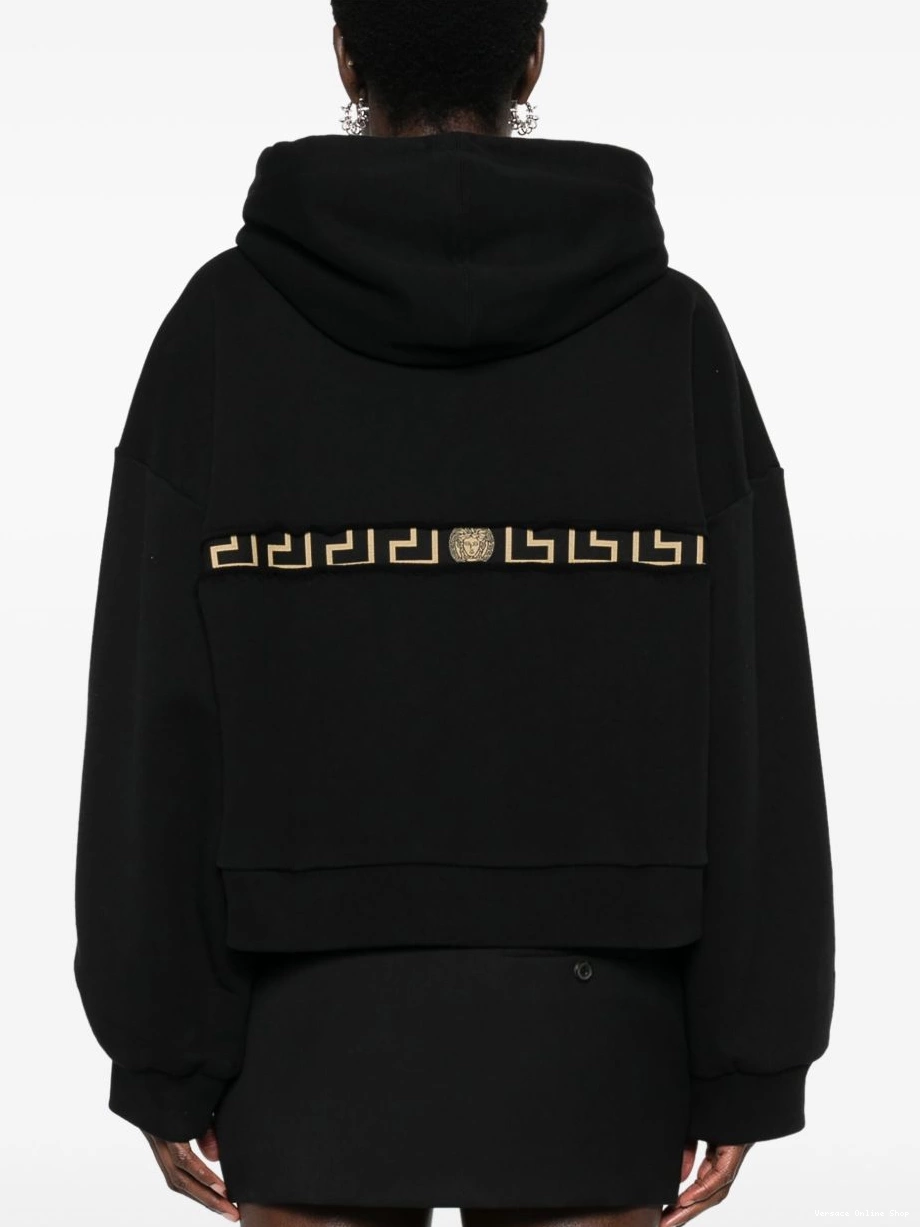 Affordable Versace Greca-detailing Women zip-up hoodie 0723
